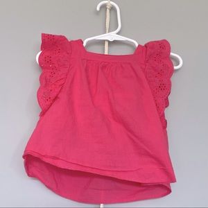 Janie & Jack Pink Eyelet Sleeve Shirt